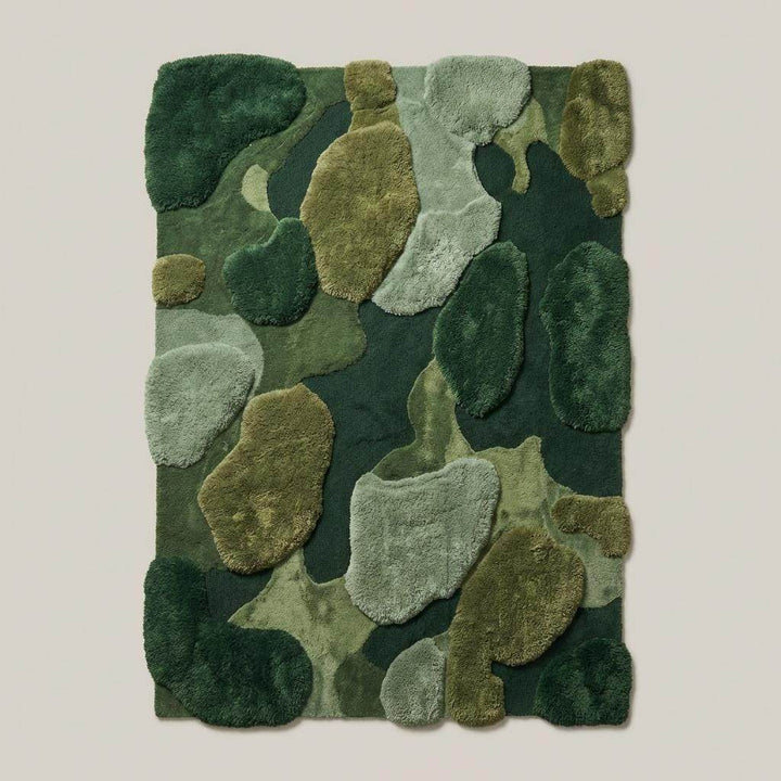 Translation missing: en.Green abstract moss pattern rug with plush wool surface