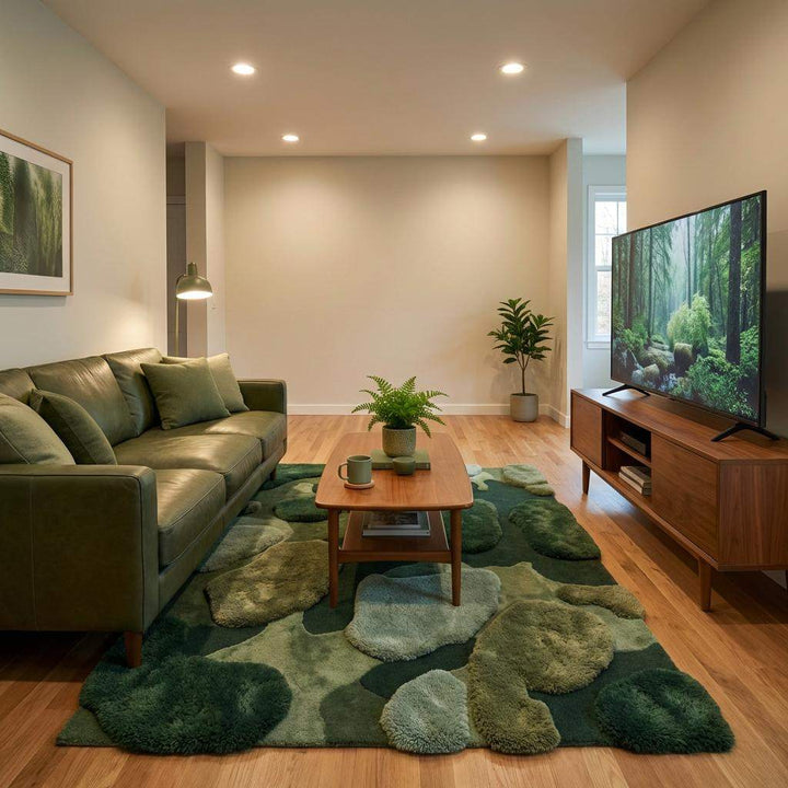 Translation missing: en.Organic pattern wool tufted moss rug in forest and sage green
