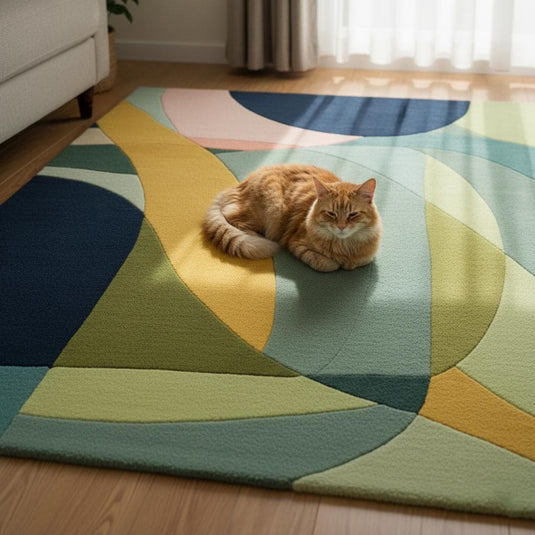 Translation missing: es.Multicolor Abstract Geometric Area Rug Rectangular Modern Retro Style 9x12 Rug Teppich