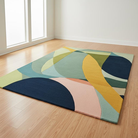 Translation missing: es.Multicolor Abstract Geometric Area Rug Rectangular Modern Retro Style 9x12 Rug Teppich