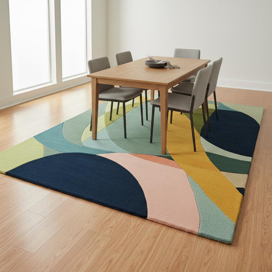 Translation missing: es.Multicolor Abstract Geometric Area Rug Rectangular Modern Retro Style 9x12 Rug Teppich