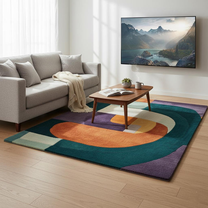 Translation missing: es.Multicolor Abstract Geometric Area Rug Rectangular Modern Retro Style Teppich