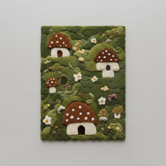 Translation missing: en.Mushroom Cottagecore Rug: Enchanted Fairy Garden, Boho Nursery Decor Teppich