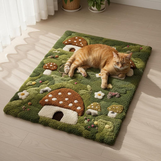 Translation missing: en.Mushroom Cottagecore Rug: Enchanted Fairy Garden, Boho Nursery Decor Teppich