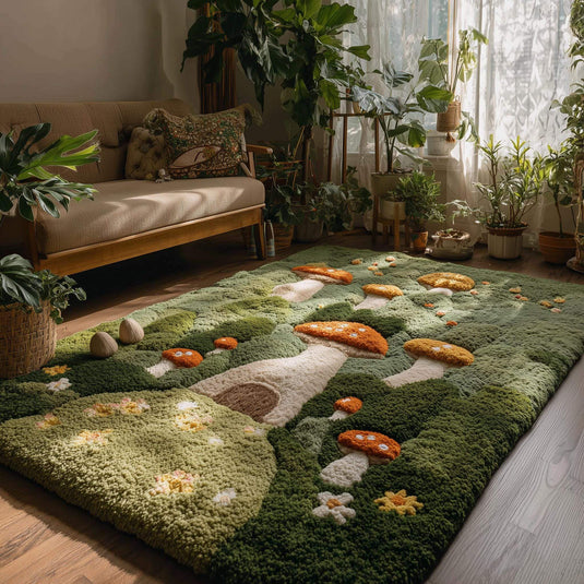 Translation missing: en.Soft tufted Mushroom Forest Rug with enchanted mushroom design for nursery and kids room decor