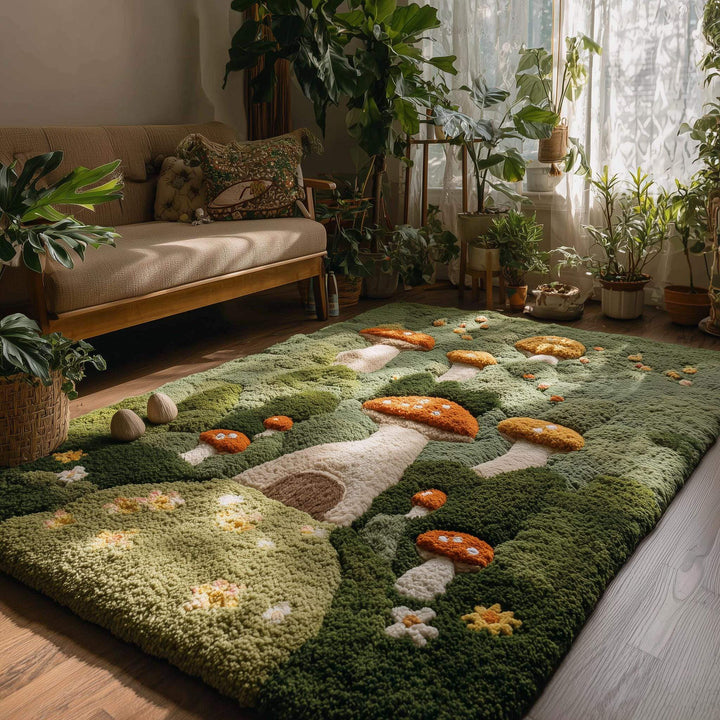 Translation missing: en.Soft tufted Mushroom Forest Rug with enchanted mushroom design for nursery and kids room decor
