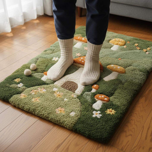 Translation missing: en.Mushroom Forest Rug: Tufted Cottagecore Nursery Decor Teppich
