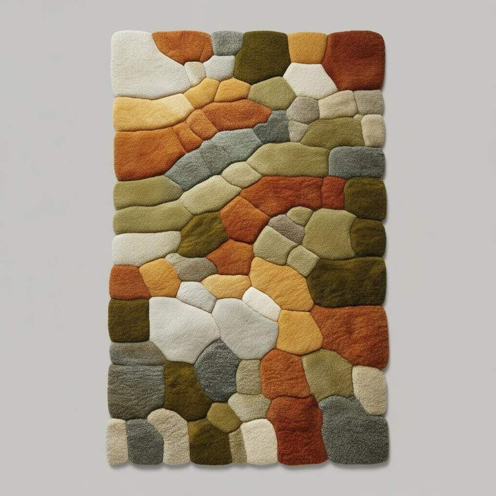 Translation missing: en.Nature Pebble Moss Rugs | 3D Stone Rug Carpet | Green Earth Tone Teppich | Hand Tufted Boho Rugs | Custom Abstract Rug | Bedroom Rugs Modern