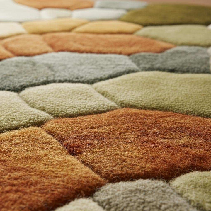 Translation missing: en.Nature Pebble Moss Rugs | 3D Stone Rug Carpet | Green Earth Tone Teppich | Hand Tufted Boho Rugs | Custom Abstract Rug | Bedroom Rugs Modern