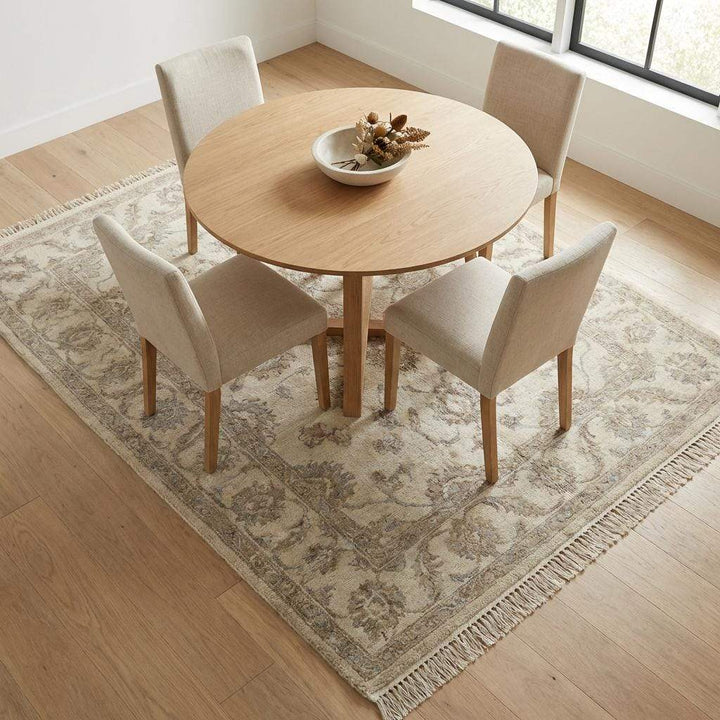 Translation missing: es.Neutral Oushak Area Rug Hand Knotted Wool Floral Living Room Rug