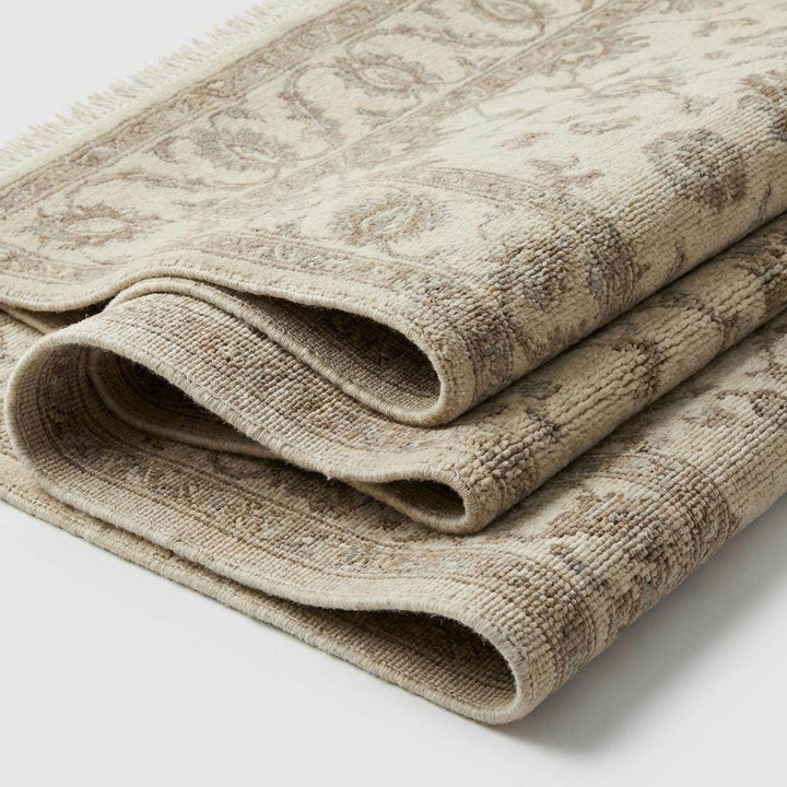 Translation missing: es.Neutral Oushak Area Rug Hand Knotted Wool Floral Living Room Rug