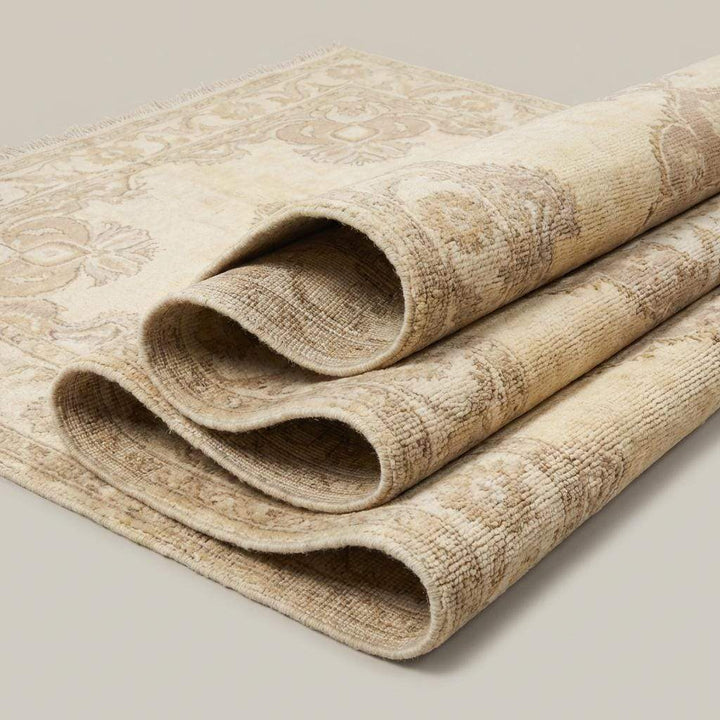Translation missing: es.Neutral Oushak Hand Knotted Wool Rug for Living Room &amp; Bedroom Decor