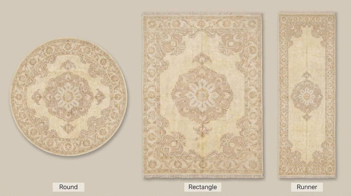 Translation missing: es.Neutral Oushak Hand Knotted Wool Rug for Living Room &amp; Bedroom Decor