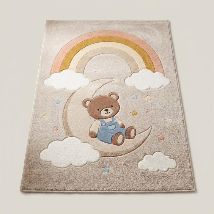 Translation missing: es.Modern nursery rug with pastel rainbow clouds and stars creating cozy playroom atmosphere __etsy:7984994228