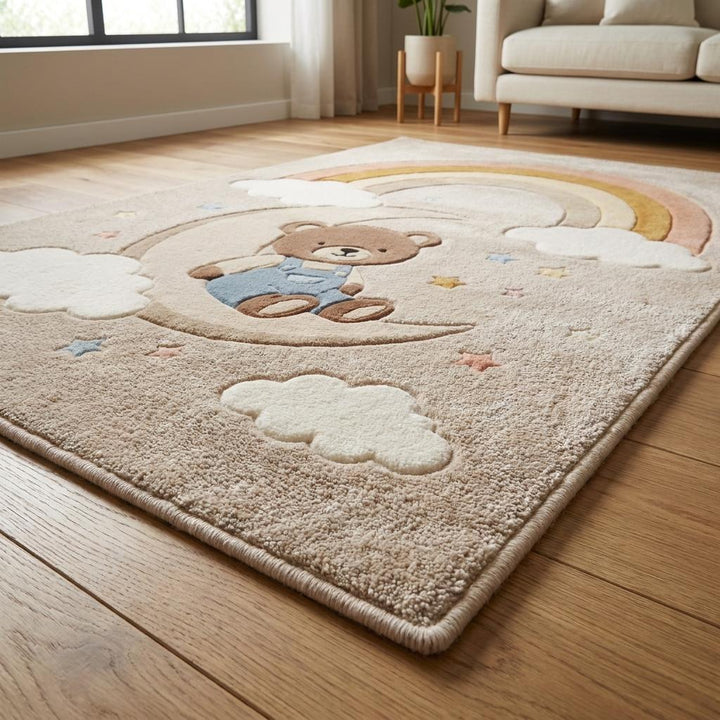 Translation missing: es.Neutral baby room rug with cream base and pastel accents adding warmth and softness __etsy:8032936417