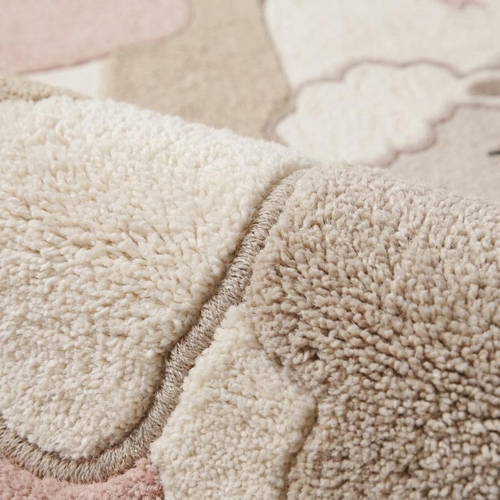Translation missing: es.Nursery Moon Lamb Rug, Handmade Tufted Kids Room Carpet in Neutral Beige Pink Cloud Design __etsy:7994290644