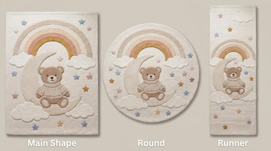 Translation missing: es.Rectangle nursery rug with playful bear design, also available in round or runner hallway styles __etsy:8036445869