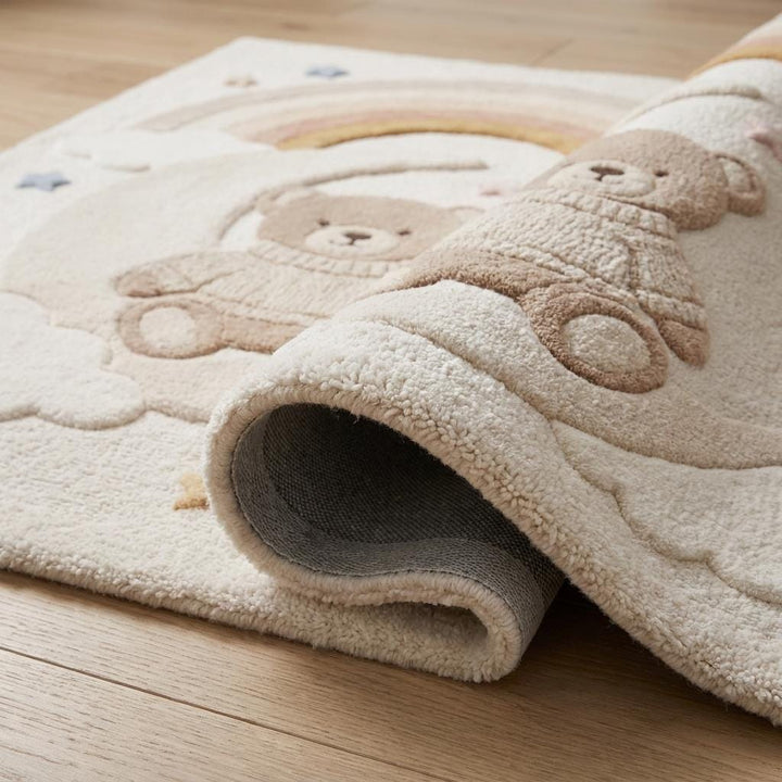 Translation missing: es.Nursery Wool Tufted Rug – Teddy Bear Rainbow Design for Baby Room Decor __etsy:8036445839