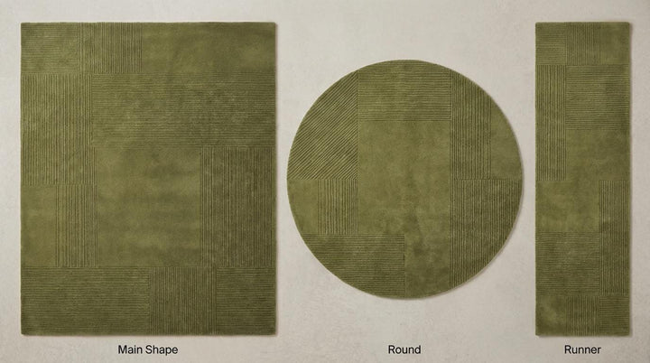 Translation missing: en.Olive Green Area Rug Modern Geometric Patchwork Rug Soft Textured Minimalist Living Room Carpet Scandinavian Japandi Home Decor