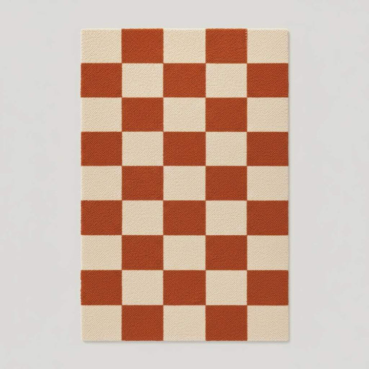 Translation missing: es.Orange Checkerboard Rug – Tufted Mid Century Modern Area Carpet