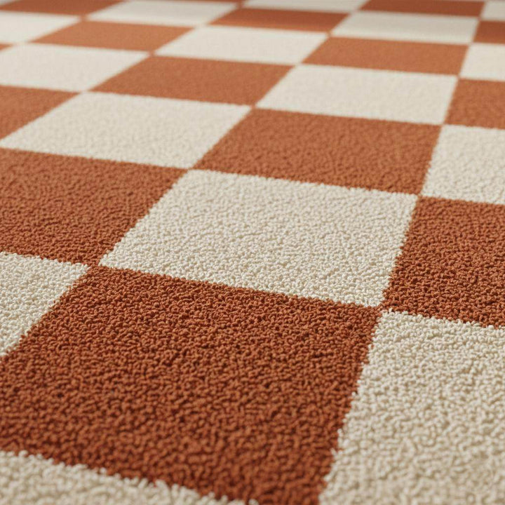 Translation missing: es.Orange Checkerboard Rug – Tufted Mid Century Modern Area Carpet
