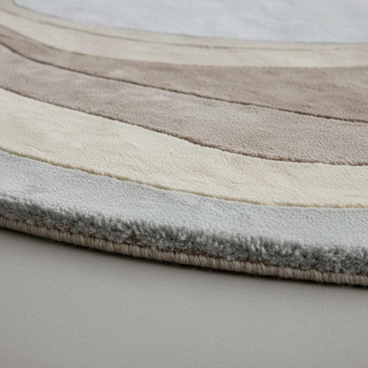 Translation missing: en.Beige cream organic wavy rug with irregular shape and modern abstract design for minimalist home decor