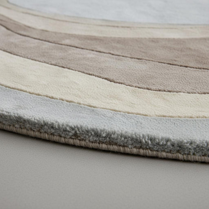 Translation missing: fr.Beige cream organic wavy rug with irregular shape and modern abstract design for minimalist home decor