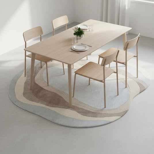 Translation missing: en.Beige cream organic wavy rug with irregular shape and soft texture for modern minimalist living rooms