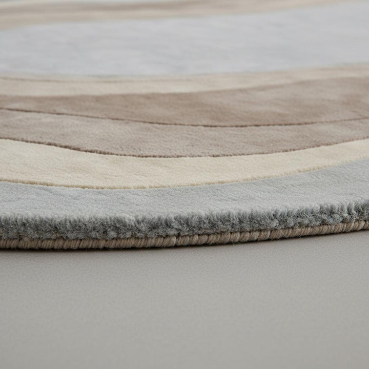 Translation missing: fr.Beige cream organic wavy rug with irregular shape and soft texture for modern minimalist decor