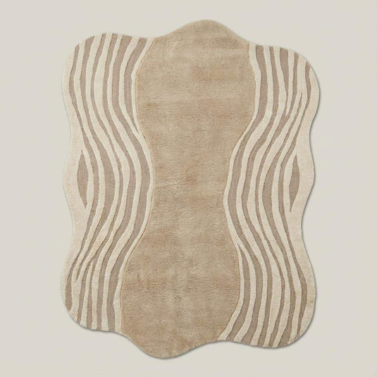 Translation missing: en.Organic Wavy Rug with irregular beige shape and soft plush texture for modern minimalist decor