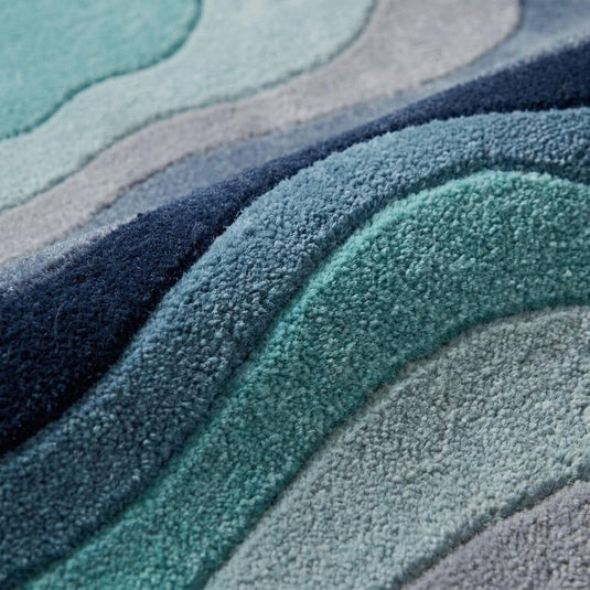 Translation missing: es.Close-up texture of hand tufted wool blend rug showing sculpted contour carving and soft dense cut pile details __etsy:8006148438