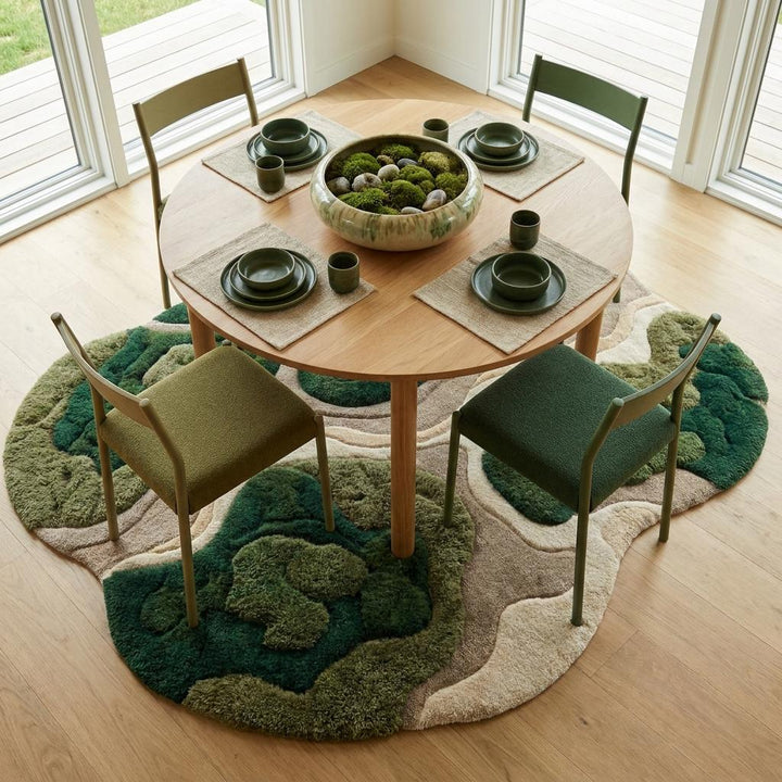 Translation missing: es.Organic Moss Rug Hand Tufted Wool Area Rug, Sculpted Abstract Rug for Living Room Decor __etsy:8054046411