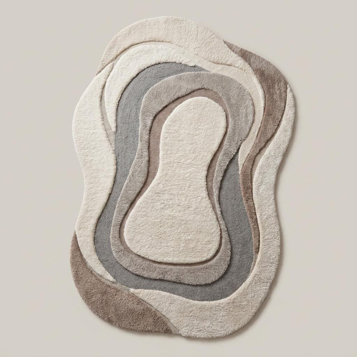 Translation missing: es.Contemporary abstract area rug with sculptural organic curves placed beside an accent chair in a cozy interior __etsy:8030390698