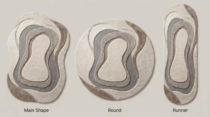 Translation missing: es.Organic shaped rug available in rectangle, round, and runner hallway styles for modern home interior decor __etsy:8078299337
