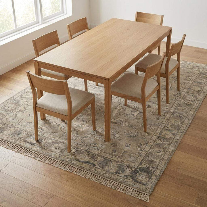 Translation missing: en.Oushak Floral Hand Knotted Wool Rug Neutral Vintage Area