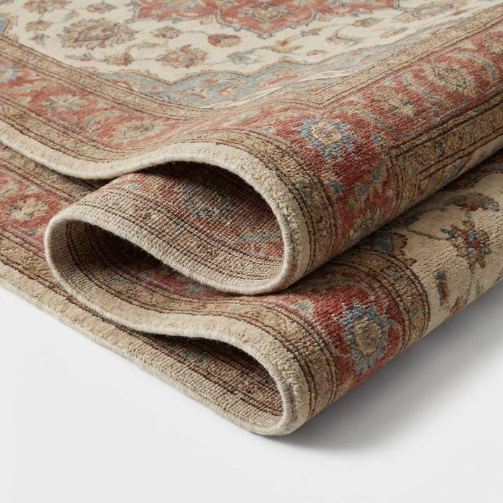 Translation missing: es.Oushak Floral Medallion Wool Area Rug in Soft Ivory Tones