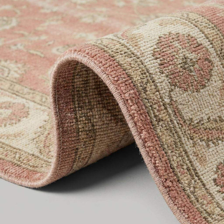 Translation missing: en.Oushak Pink Floral Hand Knotted Wool Area Rug for Living Room