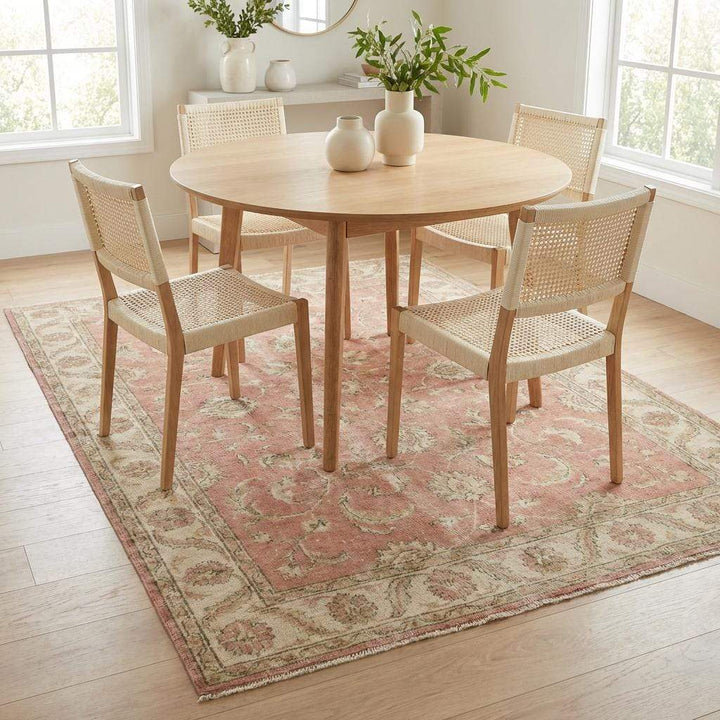 Translation missing: en.Oushak Pink Floral Hand Knotted Wool Area Rug for Living Room