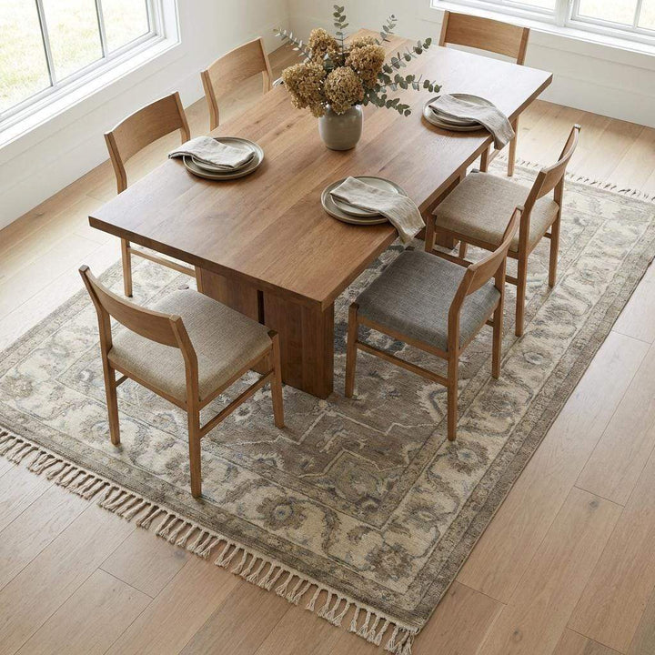 Translation missing: es.Oushak Style Hand Knotted Wool Area Rug Neutral Medallion Design