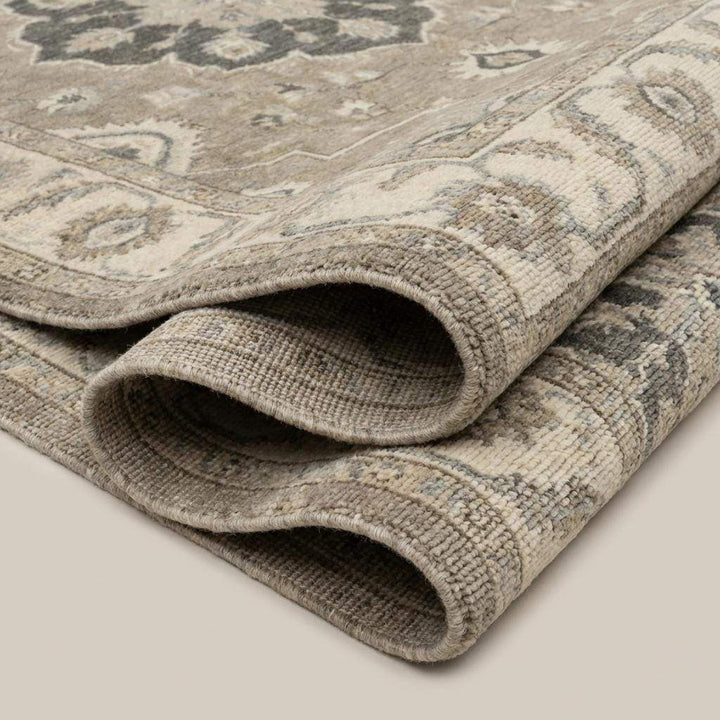 Translation missing: es.Oushak Style Hand Knotted Wool Area Rug Neutral Medallion Design