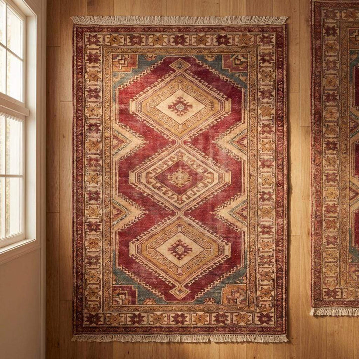 Translation missing: es.Oushak Style Hand Knotted Wool Area Rug with Geometric Medallions
