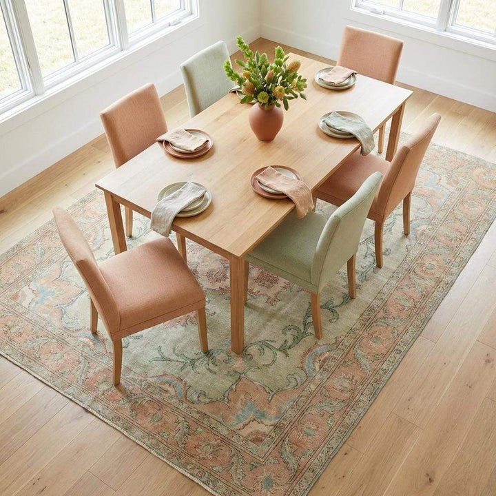Translation missing: es.Oushak Style Hand Knotted Wool Rug With Soft Green Medallion Design