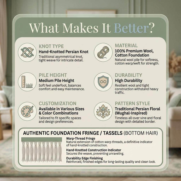 Translation missing: es.Oushak Style Sage Green Hand Knotted Wool Area Rug for Living Room