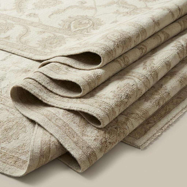Translation missing: en.Oushak Style Wool Area Rug, Hand Knotted Neutral Floral Carpet