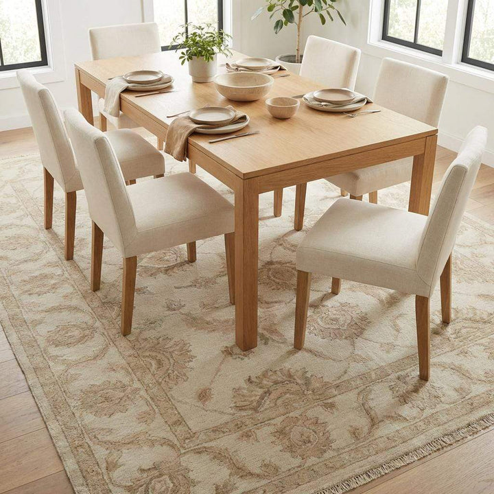 Translation missing: en.Oushak Style Wool Area Rug, Hand Knotted Neutral Floral Carpet