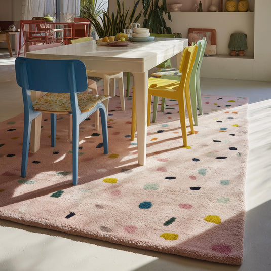 Translation missing: es.Pastel confetti rug with handmade tufted shag and colorful terrazzo pattern for kids' rooms and nurseries