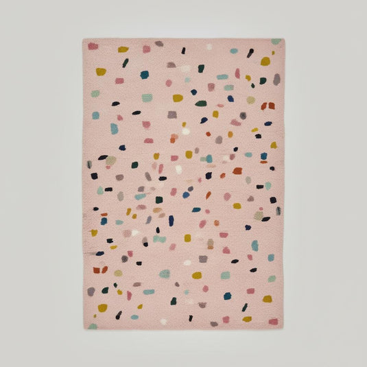 Translation missing: es.Pastel Confetti Shag Area Rug – Soft Blush Base with Multi-Color Dots for Dining, Living Room &amp; Kids Space Teppich