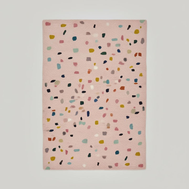 Translation missing: es.Pastel Confetti Shag Area Rug – Soft Blush Base with Multi-Color Dots for Dining, Living Room &amp; Kids Space Teppich