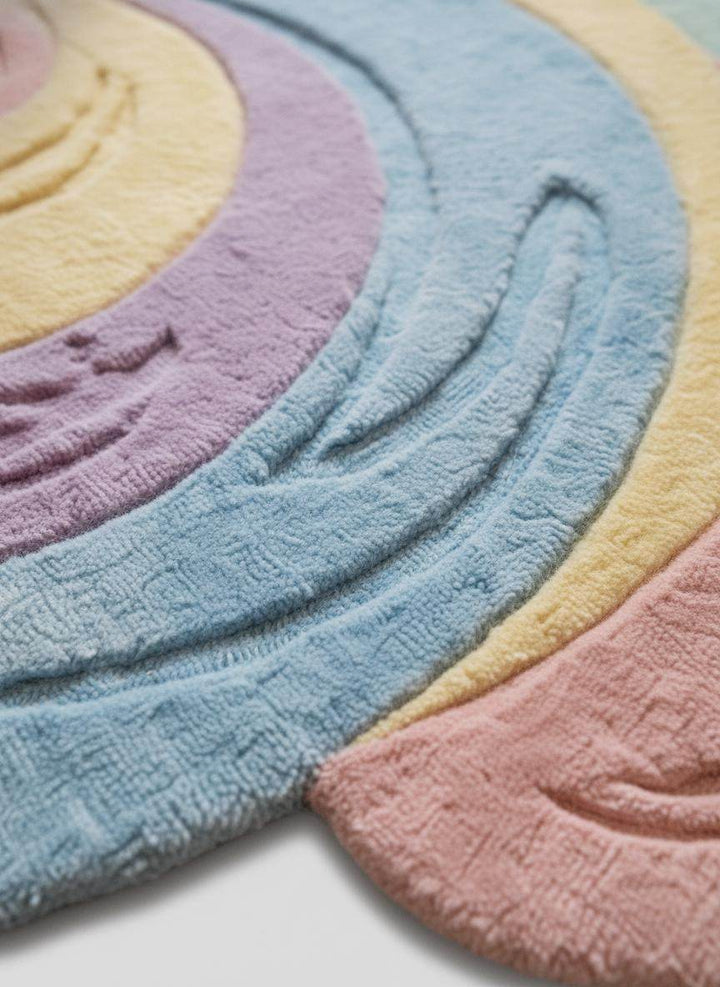 Translation missing: en.Pastel Wavy Rug, Irregular Shape Carpet, Tufted Area Rug, Modern Aesthetic Decor, Soft Plush Custom Rug, Colorful Abstract Bedroom Carpet