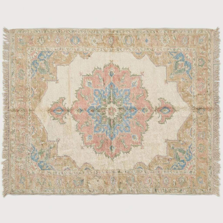 Translation missing: en.Pastel Oushak Area Rug, Hand Knotted Wool Medallion Living Room